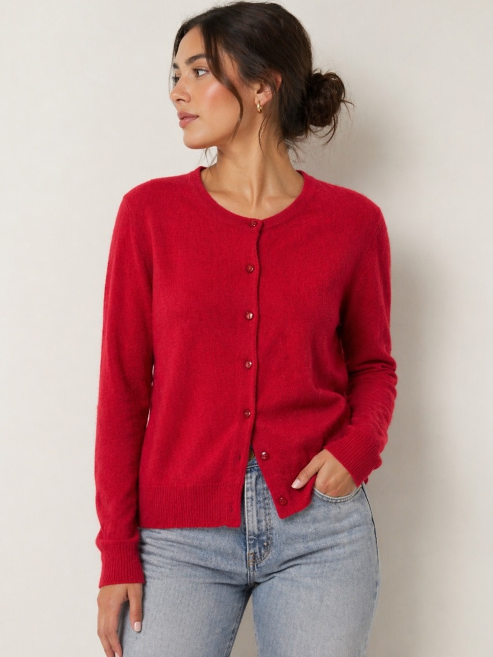 Vintage Jaclyn Smith 100% 2 Ply Cashmere Red Cardigan Sweater Size M Soft Luxury